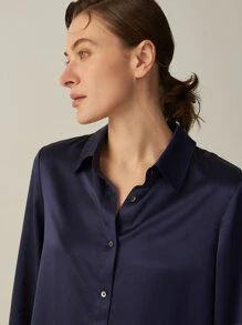 MOTF PREMIUM 100% SILK GRADE 6A 22MM SHIRT - Navy Blue - View 3