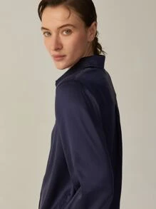 MOTF PREMIUM 100% SILK GRADE 6A 22MM SHIRT - Navy Blue - View 4