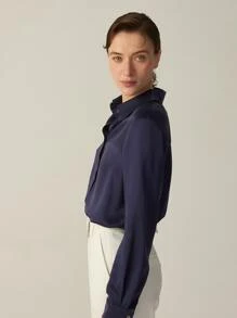 MOTF PREMIUM 100% SILK GRADE 6A 22MM SHIRT - Navy Blue - View 8