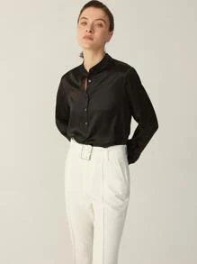 MOTF PREMIUM 100% MULBERRY SILK GRADE 6A 19MM BLOUSE - Black - View 6