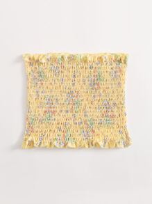 Breezaya 褶邊花卉抹胸短版上衣 - 黃色 - 查看 2