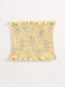 Breezaya 褶邊花卉抹胸短版上衣 - 黃色 - 查看 5