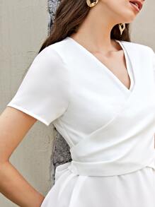 KES Cross Wrap Front Tie Back Top - White - View 5