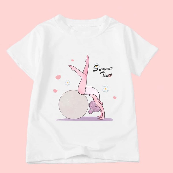 

Toddler Girls Cartoon Girl Print Tee, White