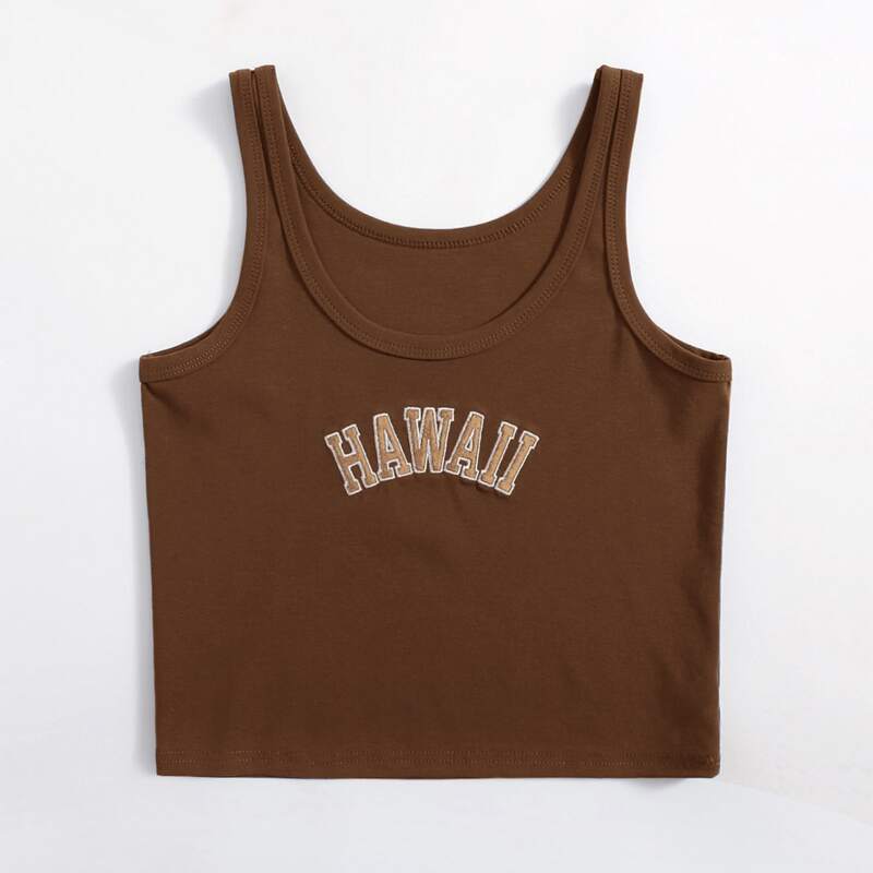 

Letter Embroidery Tank Top, Chocolate brown