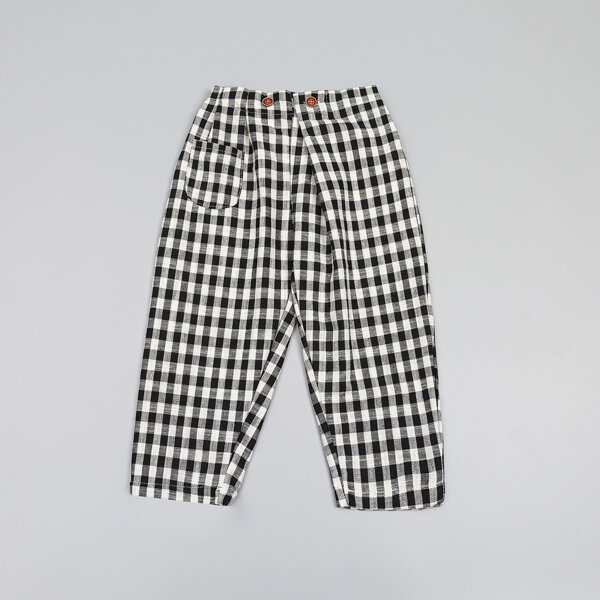 

Toddler Girls Gingham Pocket Front Pants, Black and white