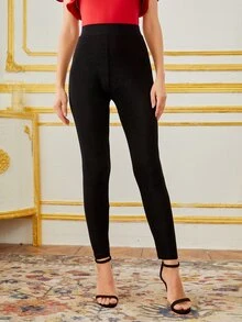 SHEIN High Waist Glitter Leggings - Black - View 3