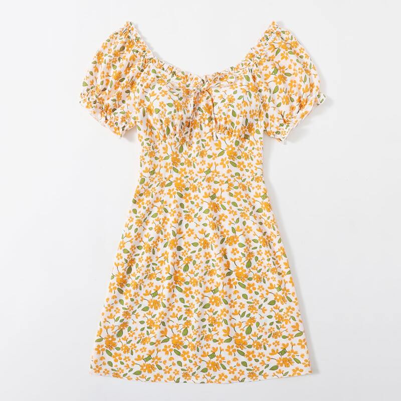 

Ditsy Floral Bow Dress, Yellow