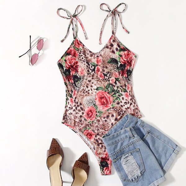 

Plus Floral Knot Cami Bodysuit, Multicolor