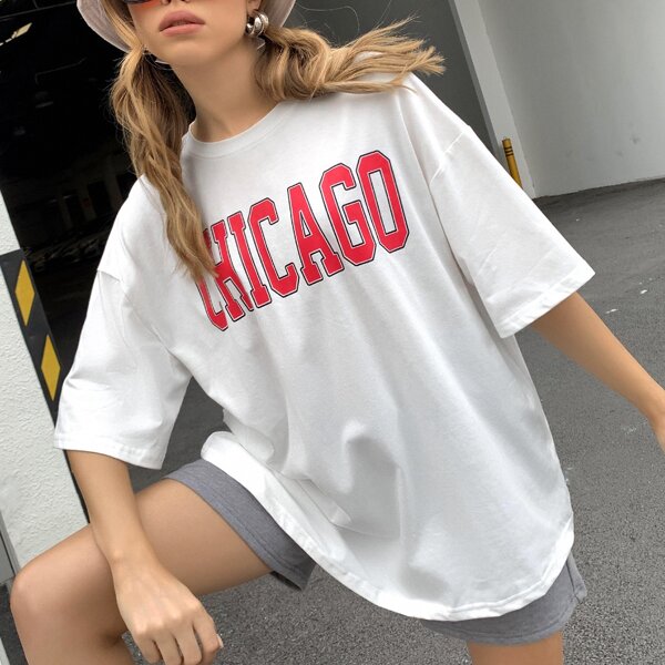 

Letter Graphic Drop Shoulder Tee, White