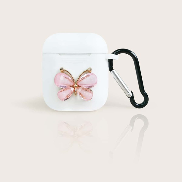 

Butterfly Decor Silicone Case For Airpods, White