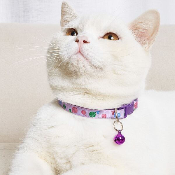 

Lollipop Print Bell Pet Collar, Purple