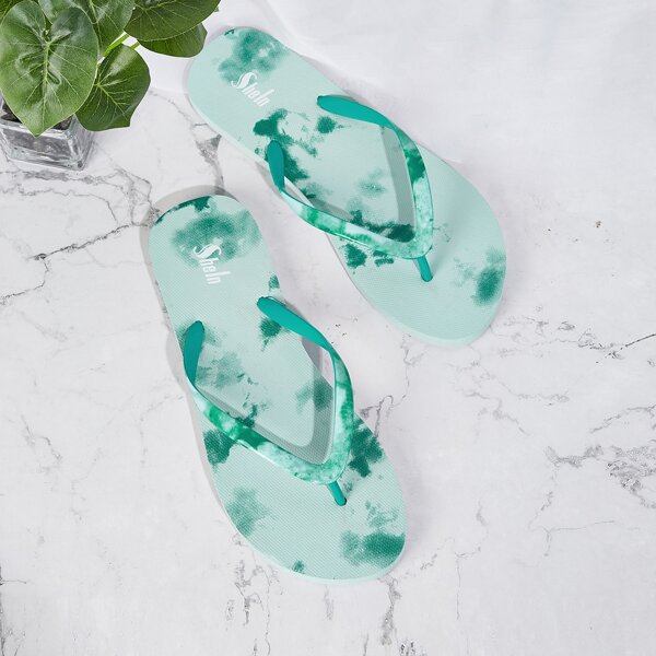 

Tie Dye Sole Flip Flops, Green