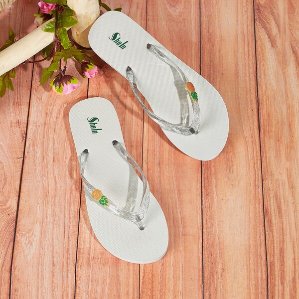 

Fruit Decor Flip Flops, White