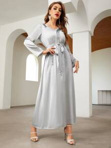 SHEIN Belle 亮片細節腰帶洋裝