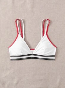 Contrast Binding Bikini Top - White - View 1