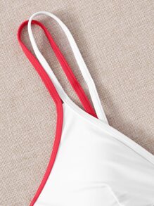 Contrast Binding Bikini Top - White - View 3