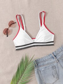 Contrast Binding Bikini Top - White - View 4