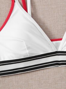 Contrast Binding Bikini Top - White - View 5