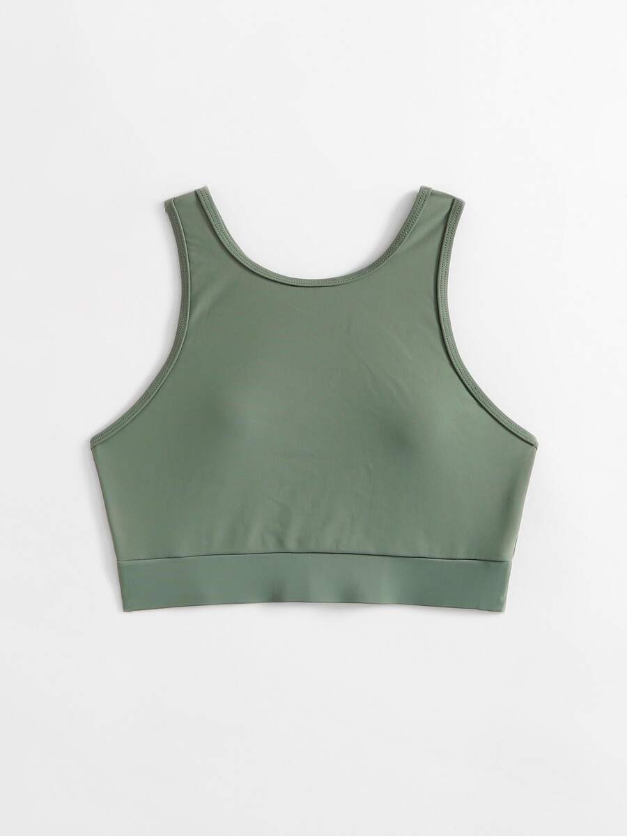 Racer Back Bikini Top - Army Green - View 1