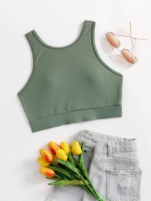 Racer Back Bikini Top - Army Green - View 3