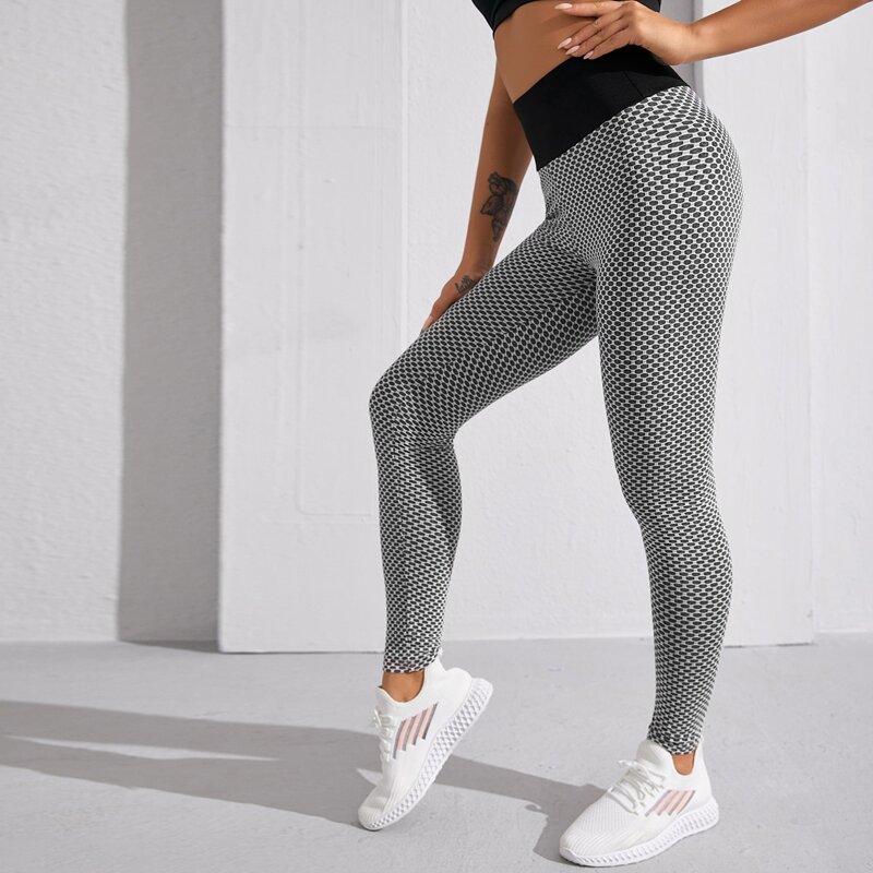 

Wide Waistband Honeycomb Textured Sports Leggings, Grey