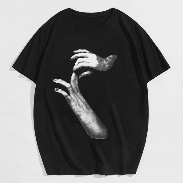 

Men Hand Print Tee, Black