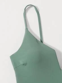 V Wired One Piece Swimsuit - Cadet Blue - View 4