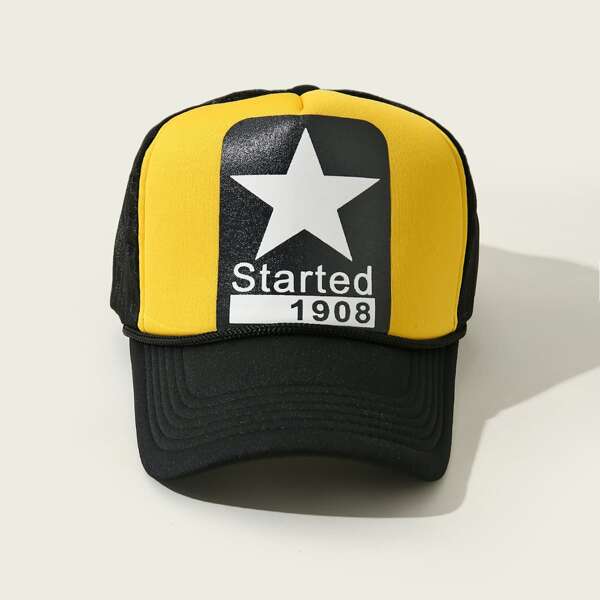 

Star Print Baseball Cap, Yellow