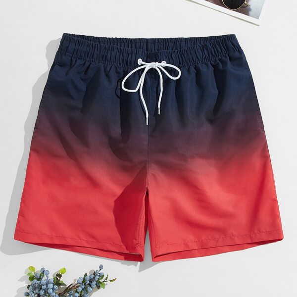 

Men Ombre Drawstring Swim Trunks, Multicolor