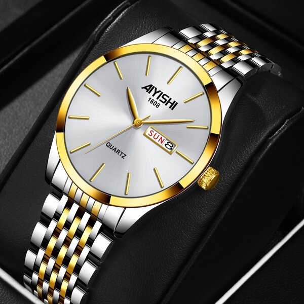 

Men Round Pointer Calender Quartz Watch