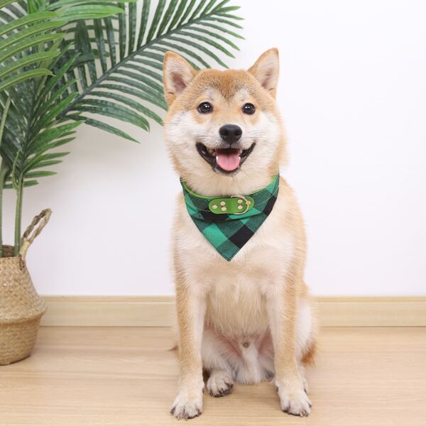 

Plaid Scarf Pet Collar, Green
