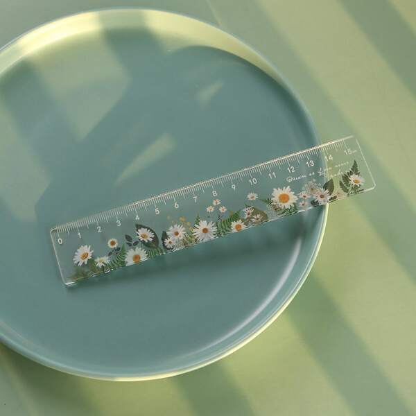 

1pc Floral Pattern Ruler, Multicolor