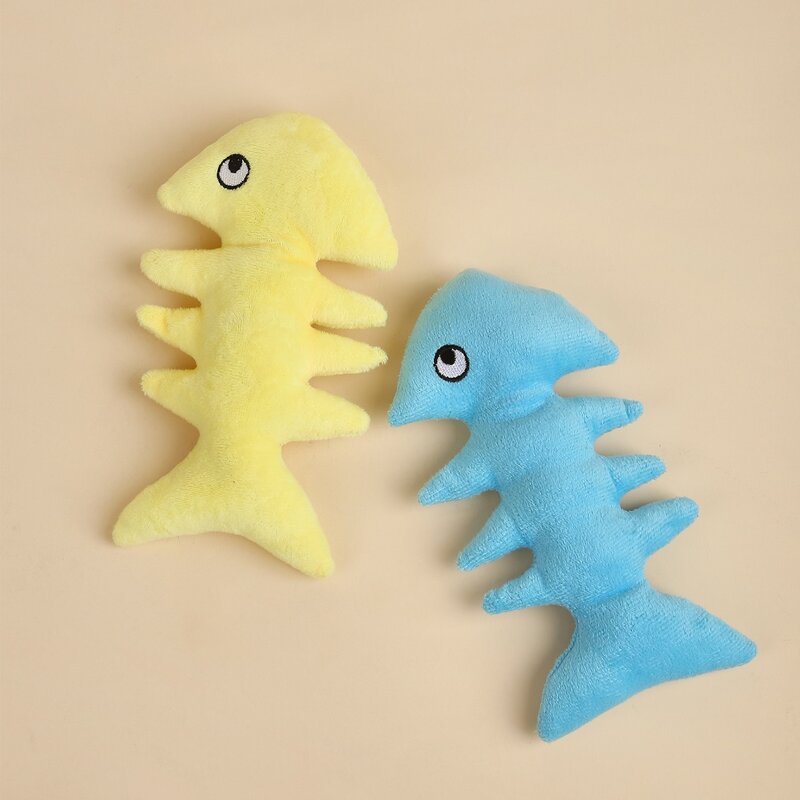 

1pc Fish Bone Shaped Random Color Pet Sound Toy, Multicolor