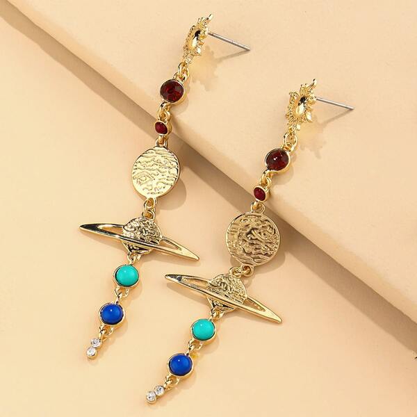 

Planet Design Earrings, Gold