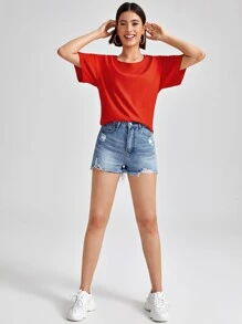 Idioma Studio 落肩後打褶素色T恤