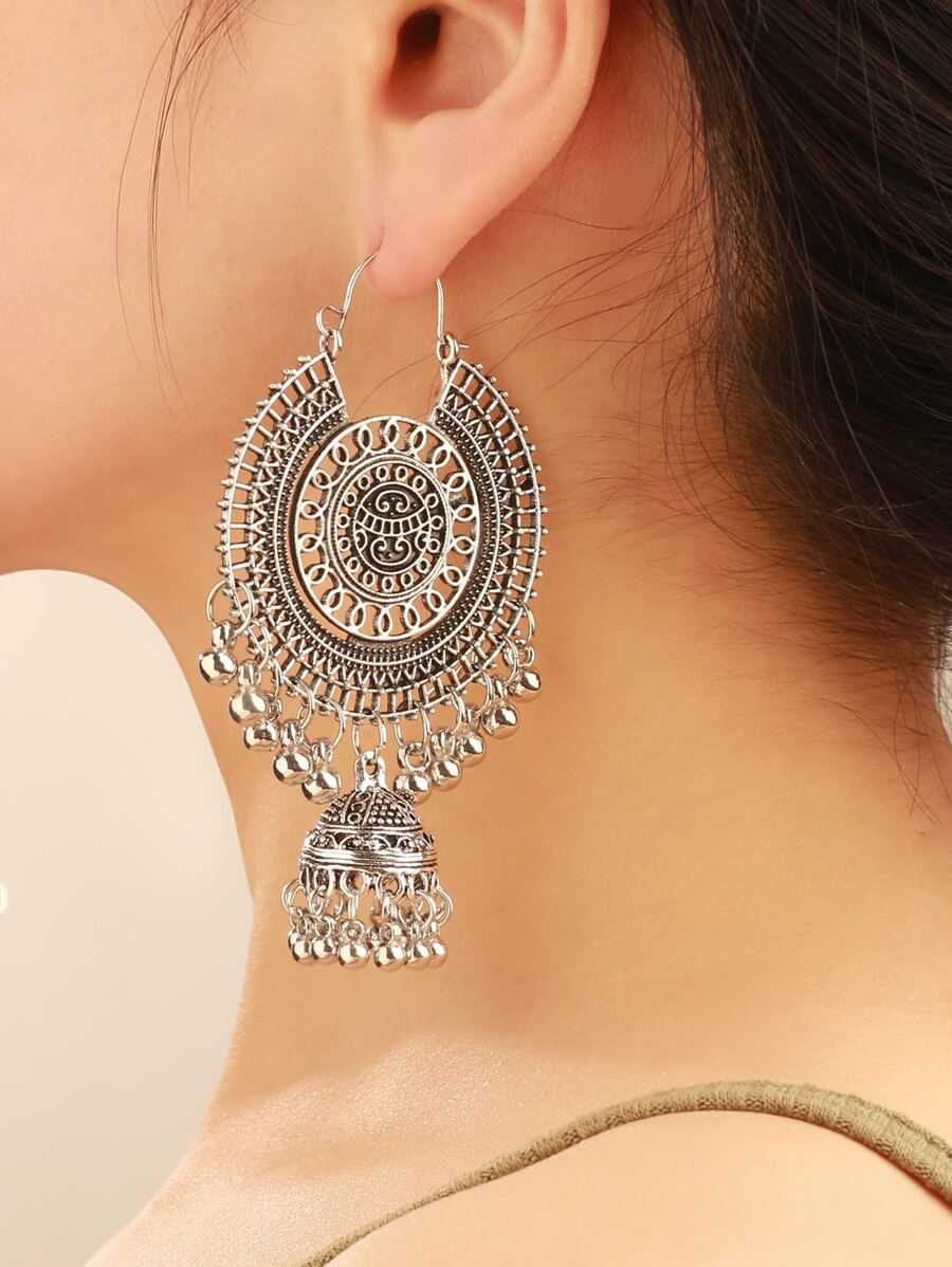 Vintage Women's Earrings For Daily Wear - Antique Silver - View 1