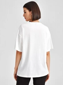 Sveta Drop Shoulder Figure Graphic Tee - White - View 2