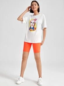 Sveta Drop Shoulder Figure Graphic Tee - White - View 5