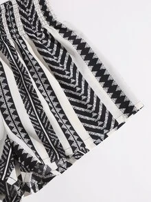 SHEIN VCAY Shirred Waist Geo Print Shorts - Multicolor - View 5
