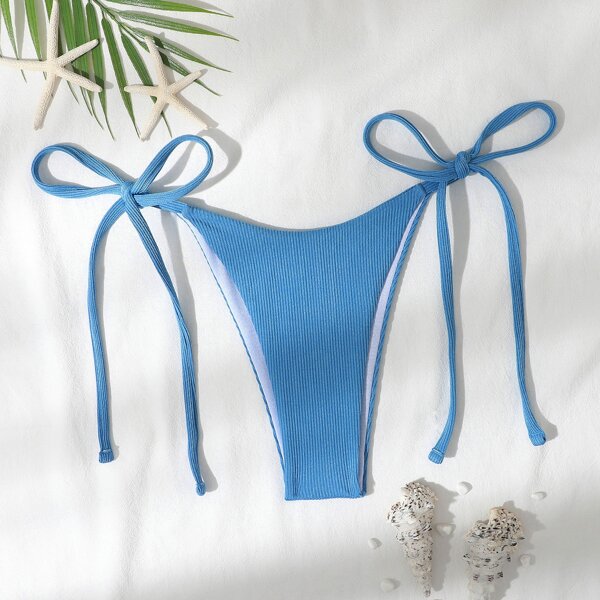 

Rib Tie Side Bikini Panty, Dusty blue
