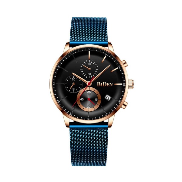 

Men Mesh Strap Triple Dial Date Quartz Watch
