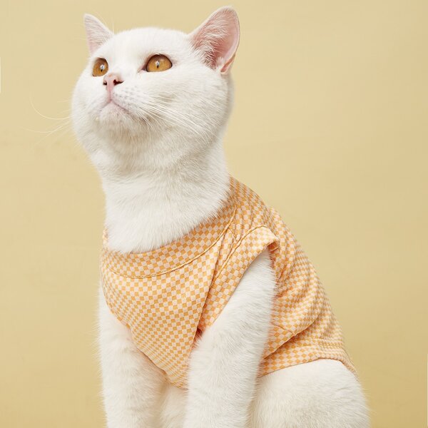 

Plaid Pattern Pet Tank, Yellow