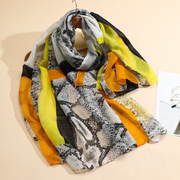 

Snakeskin Print Scarf, Multicolor
