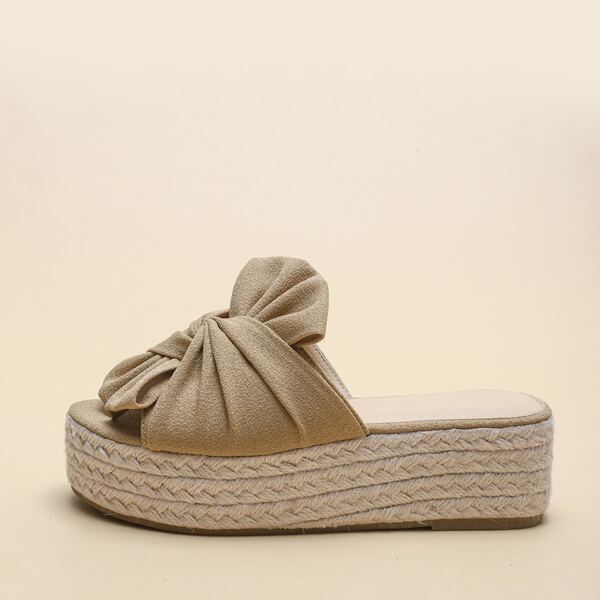 

Knot Design Flatform Sandals, Khaki