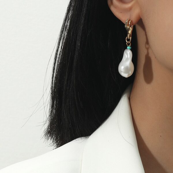 

Irregular Faux Pearl Drop Earrings, White