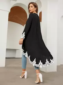 SHEIN Clasi Embroidery Detail High Low Top