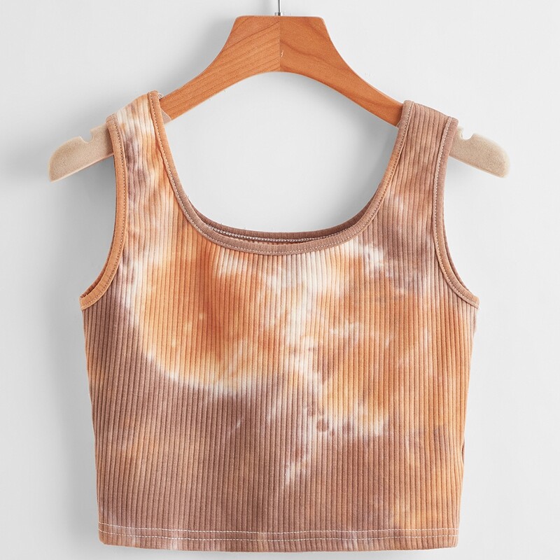 

Tie Dye Ribbed Tank Top, Multicolor