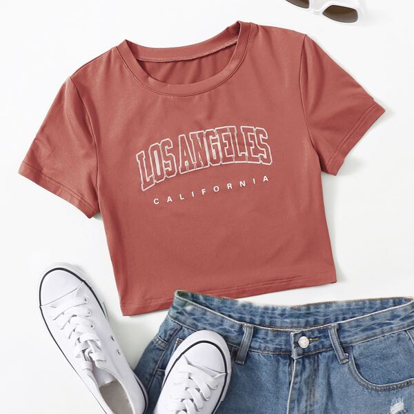

Letter Graphic Tee, Rusty rose