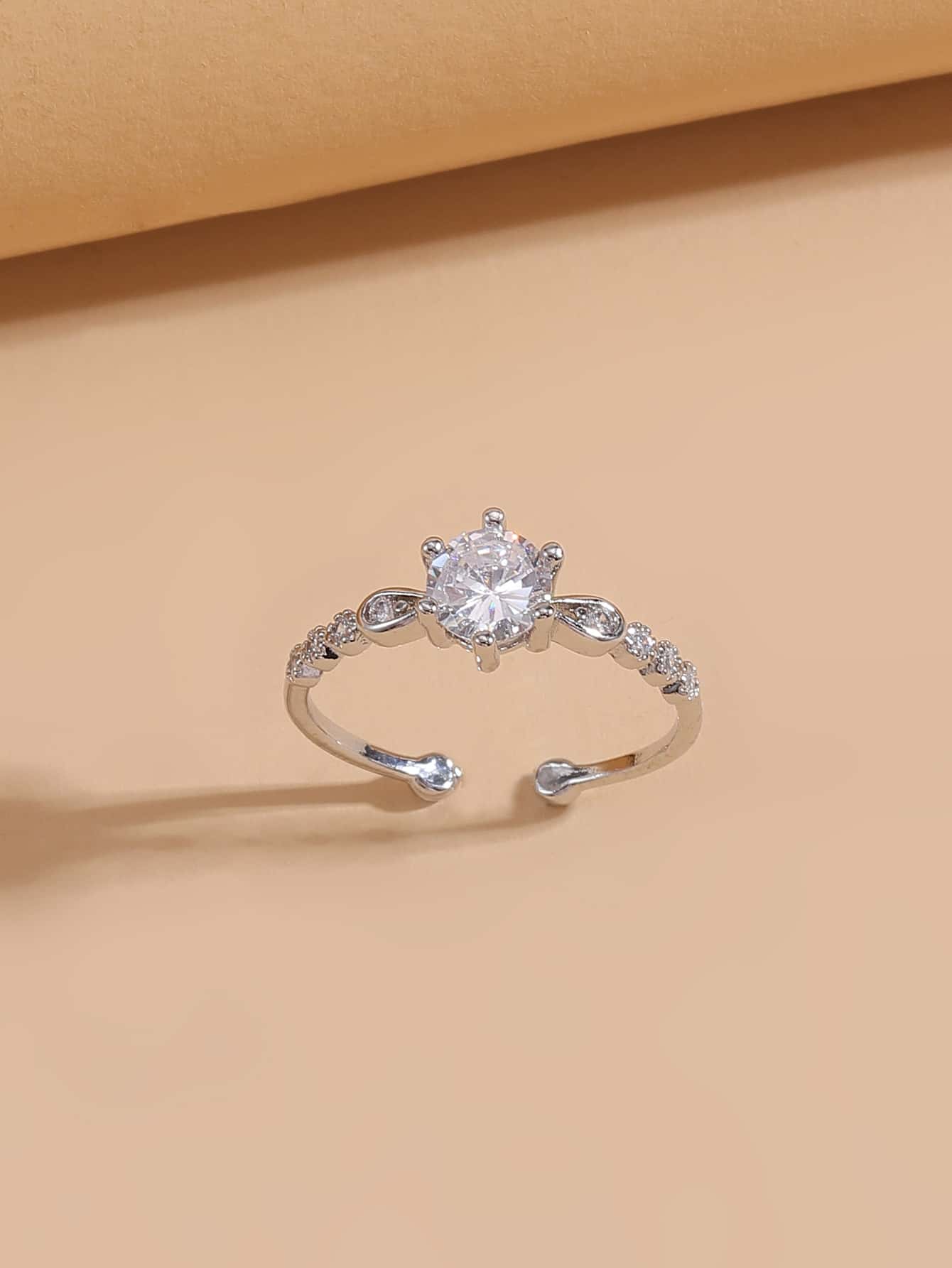 Rhinestone Decor Cuff Ring